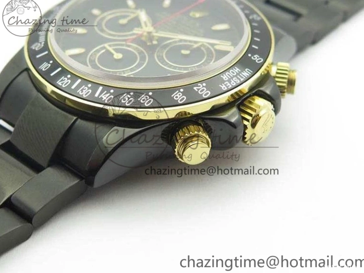 0415 Modern Daytona Kravitz YG DLC BP Maker Best Edition Black Dial On DLC Bracelet A4130 (Free Leather Strap) 3572